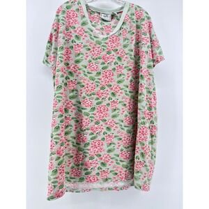 EJC Apparel Floral Cotton Nightgown Sleep Shirt Sage Pink One Size Cottagecore